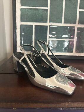 Zara | Silver Chrome Block Heels